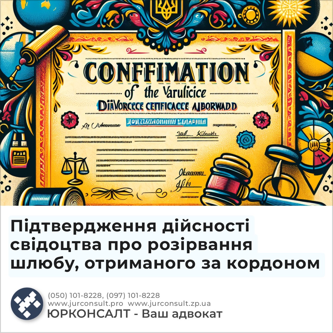 Підтвердження дійсності свідоцтва про розірвання шлюбу, отриманого за кордоном