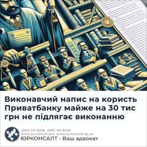 Виконавчий напис на користь Приватбанку майже на 30 тис грн не підлягає виконанню