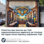 Повістка про виклик до ТЦК надсилатиметься адресату не пізніше 48 годин після підпису керівника ТЦК