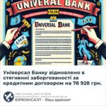 Універсал Банку відмовлено в стягненні заборгованості за кредитним договором на 78 928 грн.