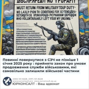 Повинні повернутися з СЗЧ не пізніше 1 січня 2025 року : прийнято закон про умови продовження служби військовими, які самовільно залишили військові частини