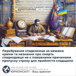 Перебування спадкоємця за межами країни та незнання про смерть спадкодавця не є поважними причинами пропуску строку для прийняття спадщини