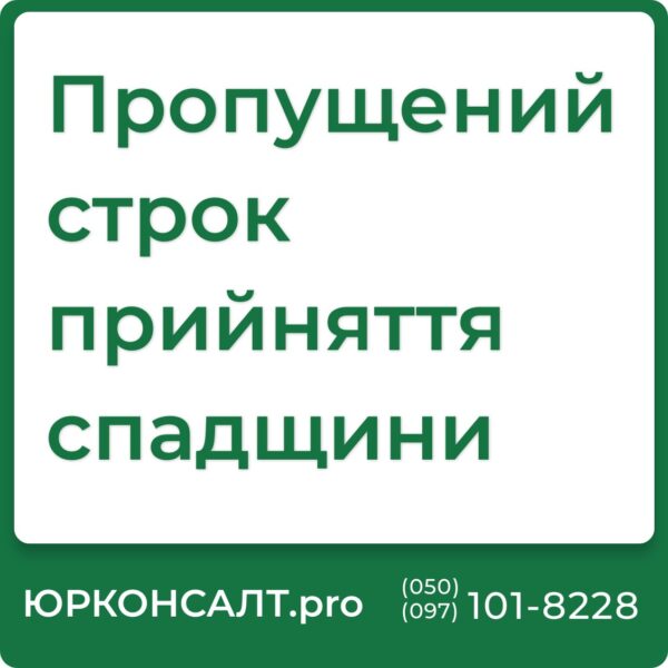 Відновлення строку для прийняття спадщини Юридична допомога при пропущеному строку спадкування Консультації щодо пропущеного строку спадщини Складання заяв до суду через пропущений строк прийняття спадщини Представництво в суді для відновлення права на спадщину Оскарження пропущення строків прийняття спадщини за заповітом