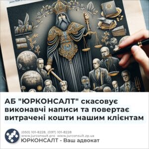 АБ "ЮРКОНСАЛТ" скасовує виконавчі написи та повертає витрачені кошти нашим клієнтам