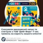 Скасували виконавчий напис та стягнули з ТОВ "Дебт Форс" 7 тис. гривень на користь нашого клієнта!
