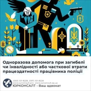 Одноразова допомога при загибелі чи інвалідності або часткової втрати працездатності працівника поліції