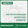 Розгорнута консультація адвоката з реструктуризації валютних кредитівАналіз договорів та складання правової стратегіїСудове представництво та захист правЮридичний супровід у переговорах із банкамиПідготовка та супровід мирових угодЗбереження балансу інтересів для позичальника і банку