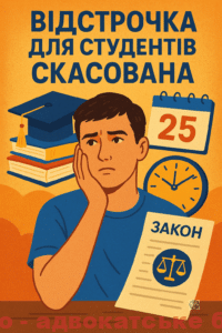 Ілюстрація абзацу блогу про скасування відстрочки від мобілізації для студентів після 25 років відповідно до законопроєкту №13574, що впливає на молодих чоловіків, які вступають на навчання пізніше або повторно.