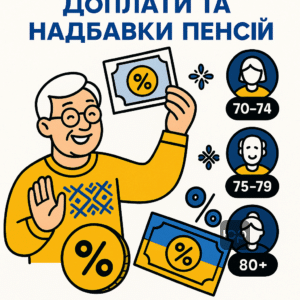 Пояснення доплат і надбавок до пенсій для пенсіонерів різного віку з акцентом на вікові надбавки і обмеження максимальної пенсії в 2026 році.