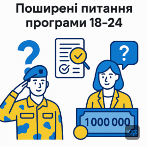 Корисні відповіді на поширені питання про отримання мільйона гривень за програмою 18-24 для військовослужбовців України, включаючи умови служби, підтвердження участі та консультації.