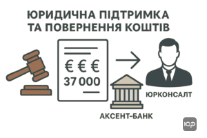 Успішна судова справа ЮРКОНСАЛТ: повернення 37 000 грн від ПАТ Акцент-Банк у кредитному спорі