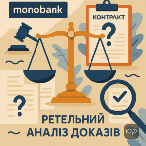 Аналіз доказів у справі відмови стягнення боргу на користь Монобанку згідно з Цивільним кодексом України, пояснення результату судового рішення.