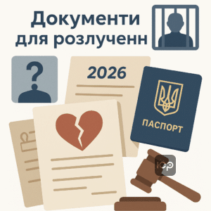 Ілюстрація до документів для розлучення з полоненим або безвісти зниклим у 2026 році, що пояснює, які документи і коли потрібно подавати для розірвання шлюбу.