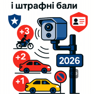 Нове правило фіксації кількох порушень камерами у 2026 році та вплив штрафних балів на водійські права — юридичні новини України.