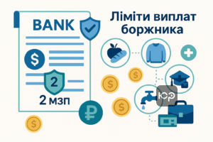 Обмеження розмірів виплат з поточного рахунку боржника згідно з законодавством України, що захищають мінімальні затрати на харчування, одяг, ліки, комунальні послуги та інші першочергові потреби.