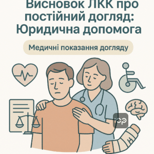 Медичні показання для постійного догляду: тяжкі захворювання, психічні розлади, неврологічні хвороби та наслідки травм, що потребують юридичної допомоги та підтримки.