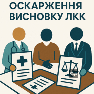 Юридична допомога щодо оскарження висновку ЛКК про постійний догляд, включаючи термін дії та процедуру оскарження медичних рішень.