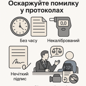 Типові помилки в протоколах DUI 2026 та юридичні поради для оскарження помилок, які допомагають захистити права водіїв.