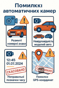 Поширені помилки автоматичних камер фіксації порушень ПДР та їх скасування в суді через технічні неточності.