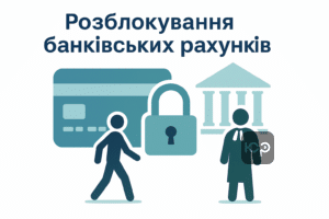 Ілюстрація процесу розблокування банківських рахунків після явки до ТЦК або судового рішення, а також судові механізми захисту прав платника.