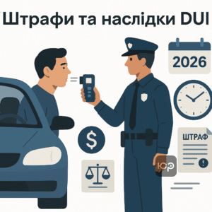 Огляд нових штрафів та судової практики за DUI у 2026 році, включно з великими штрафами та тривалим позбавленням прав, важливість адвокатської допомоги для захисту водіїв