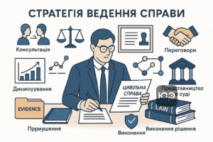 Этапы ведения гражданского дела: первичная консультация, анализ доказательств, разработка стратегии, досудебные переговоры, судебное сопровождение, контроль исполнения решения адвокатом.