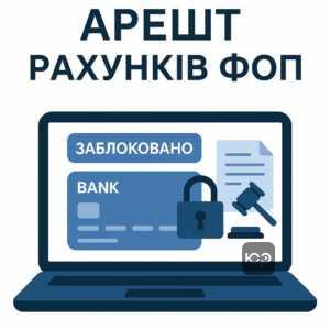 Иллюстрация, демонстрирующая арест счетов ФЛП во время исполнительного производства по законодательству Украины, изображение блокировки средств на банковских счетах предпринимателей и правовых аспектов защиты в военное время