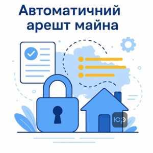 Автоматичний арешт майна боржників в Україні за законопроєктом 14005 з акцентом на цифровій взаємодії державних реєстрів і блокуванні рахунків без участі людини.