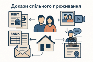 Докази для встановлення факту цивільного шлюбу: спільне проживання, документи, фото, листування, свідки, юридична підтримка.