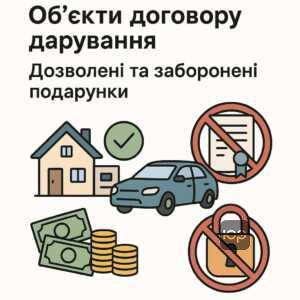 Пояснения о разрешенных и запрещенных объектах для договора дарения, включая недвижимость, транспорт, деньги, а также юридические ограничения по передаче имущества в подарок.