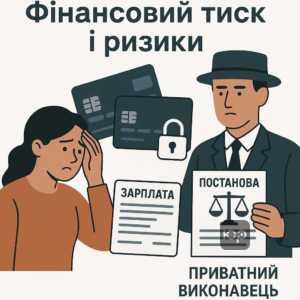 Реальные угрозы блокировки счетов и взыскания зарплаты частным исполнителем для клиентки, что создает финансовый стресс и риски.