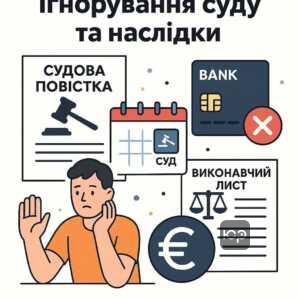 Наслідки ігнорування судових повісток у кредитних справах: заочне розглядання, блокування карток та втрати майна