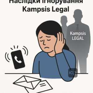 Концептуальное изображение последствий игнорирования писем и звонков от Кampsis Legal, изображает психологическое давление и судебные последствия задолженности в сфере финансов.