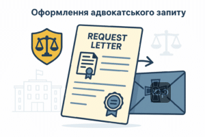Ілюстрація адвокатського запиту до військової частини для підтвердження факту смерті, що показує процедуру оформлення та подачі документів відповідно до законодавства України.