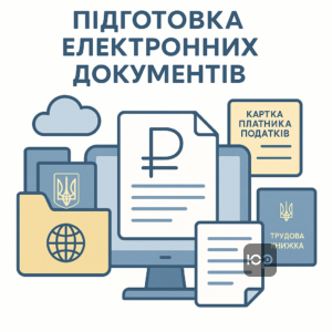 Покрокова підготовка електронних документів для подачі на перерахунок пенсії онлайн через портал Пенсійного фонду України, включаючи паспорти, картки платника податків, трудову книжку та інші необхідні документи для подачі заявки.
