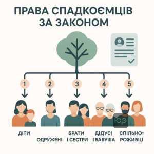 Пояснення послідовності спадкоємців за законом в Україні та їхніх прав на отримання майна померлого, включаючи ключові родинні зв’язки та порядок черг спадкування.
