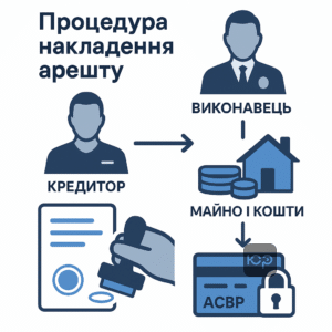 Процедура наложения ареста исполнительной службой: последовательность действий от подачи исполнительного документа до блокировки средств и имущества должника в банках.