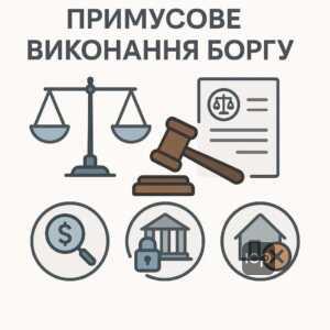 Процес примусового виконання судового рішення, включаючи розшук активів, накладення арештів на майно і банківські рахунки, а також роль виконавчої служби у стягненні боргу в Україні.