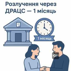Пояснення про строки розірвання шлюбу через органи ДРАЦС за взаємною згодою без суду, з описом місячного терміну роздумів та процедурою отримання свідоцтва про розлучення в Україні.
