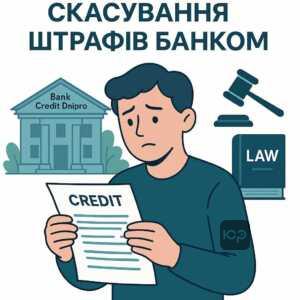 Иллюстрация о законности начисления штрафов и процентов банком Кредит Днепр и возможность их отмены через суд во время военного положения в Украине.