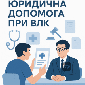 Графічне зображення консультації щодо оскарження висновку ВЛК та зміни в законодавстві, з акцентом на медичні документи і юридичну допомогу для захисту прав осіб з хворобами шлунку та кишечника.