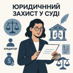 Графічне зображення алгоритму дій юриста при судових спорах з мікрофінансовими організаціями, яке ілюструє професійний юридичний захист інтересів клієнта у суді.