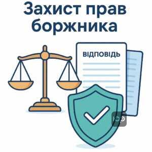 Графическое изображение для блога о процессуальном отзыве на иск взыскания долга в Украине, акцент на законную защиту прав потребителей от неправомерных финансовых претензий.