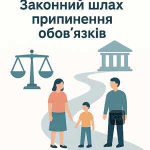 Зображення, що ілюструє судовий процес припинення батьківських обов'язків в Україні, підкреслюючи законність та серйозність питання через судове рішення за сімейним кодексом.