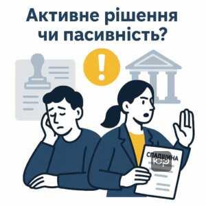 Пояснення різниці між пасивною бездіяльністю та активною відмовою у вступі в права спадщини згідно з українським законодавством, що підкреслює важливість своєчасної дії для запобігання юридичним проблемам.