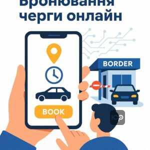Електронна система бронювання черги на кордон для легкових автомобілів, що дозволяє водіям планувати час перетину через смартфон без очікування в черзі.