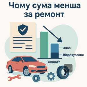 Пояснення причин недоплати страхового відшкодування через ліміт відповідальності, франшизу та коефіцієнт зносу авто в ремонті