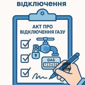 Документ офіційного підтвердження припинення газопостачання із детальним описом способу відключення, що гарантує захист прав споживачів та запобігає незаконним штрафам.