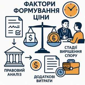 Пояснення факторів, що впливають на формування підсумкової ціни юридичних послуг, включно зі складністю справи, стадією розгляду спору та додатковими витратами, які клієнт має враховувати при виборі юриста.