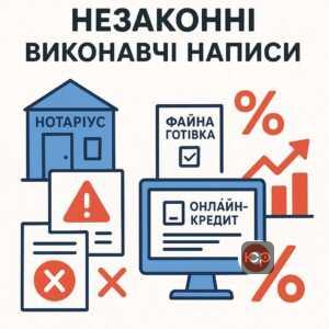 Пояснення типових незаконних порушень Файна готівка при отриманні виконавчих написів, що підкреслює відсутність нотаріального посвідчення договору позики та нарахування завищених штрафів